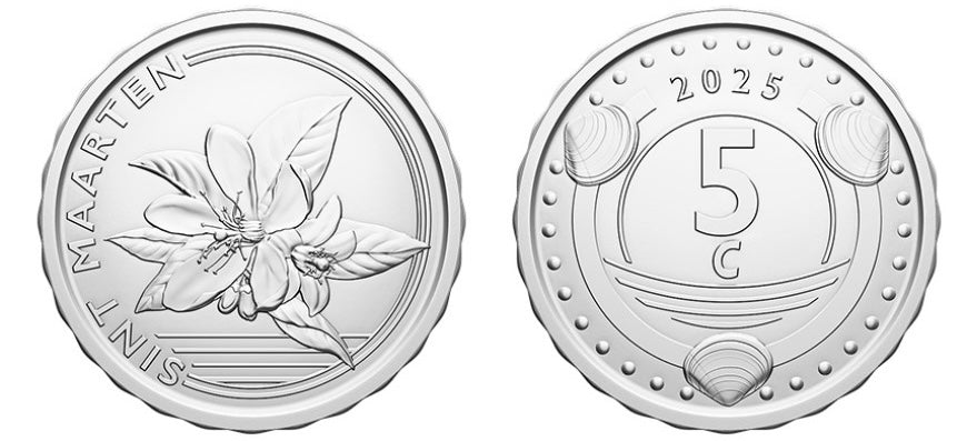 Sint Maarten 7 Pc Set 2025 UNC—1 & 5 Gulden—1 5 10 25 50 Cents