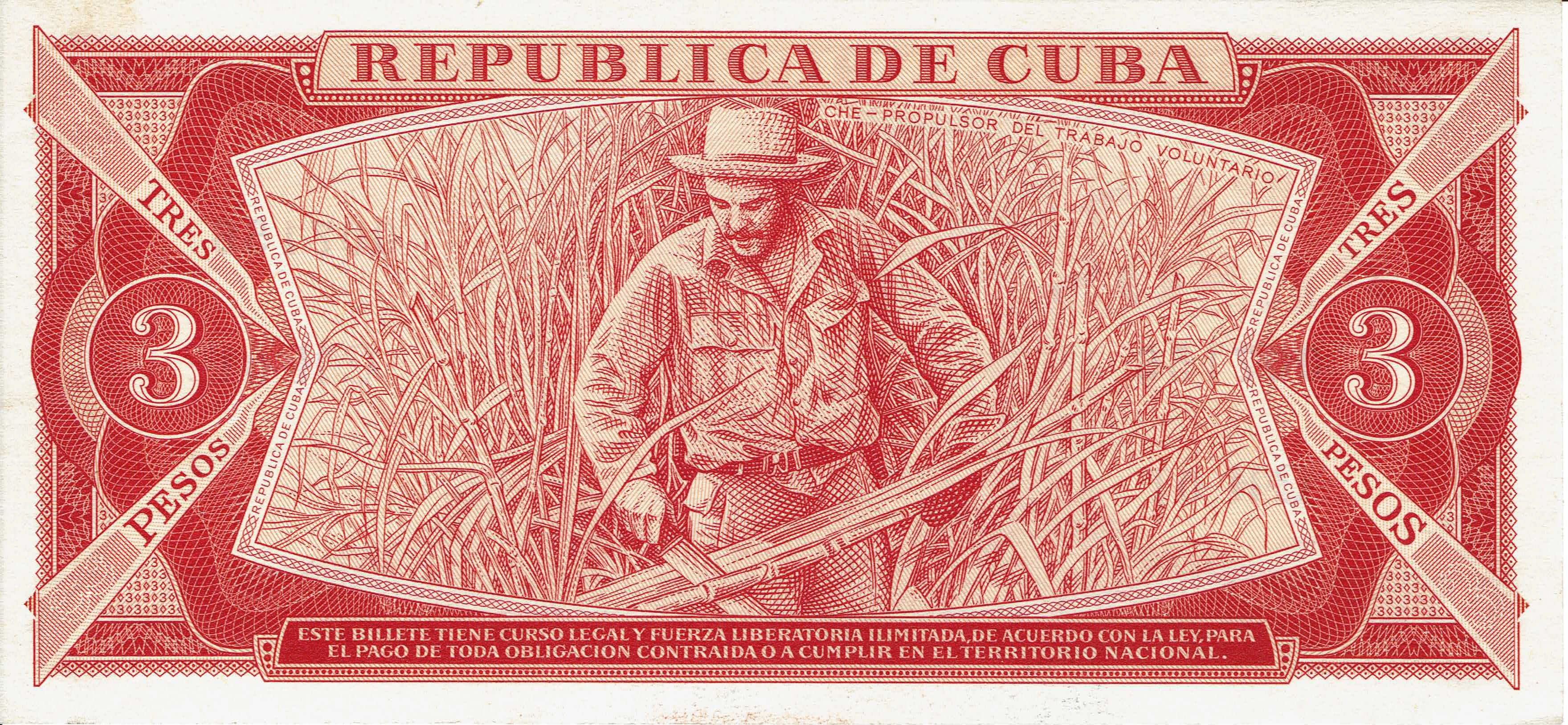 Caribbean P107a 3 pesos 1983 UNC (60 pressure mark) | Сhε Gυεναrα