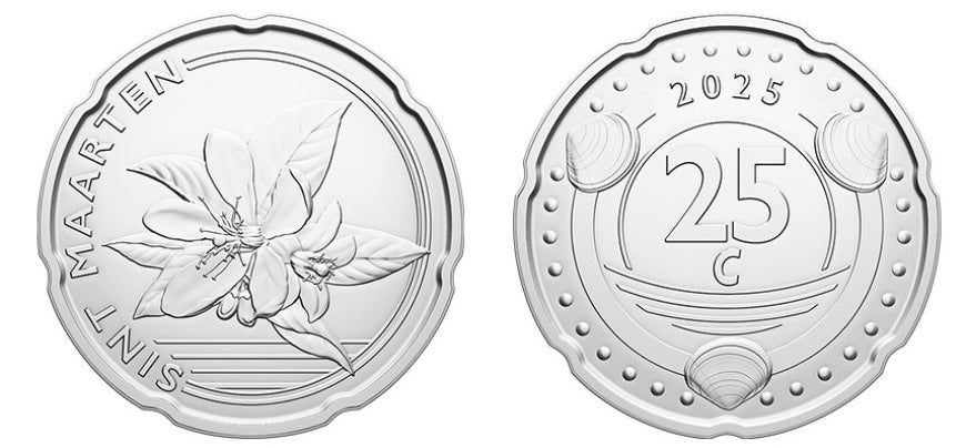 Sint Maarten 7 Pc Set 2025 UNC—1 & 5 Gulden—1 5 10 25 50 Cents