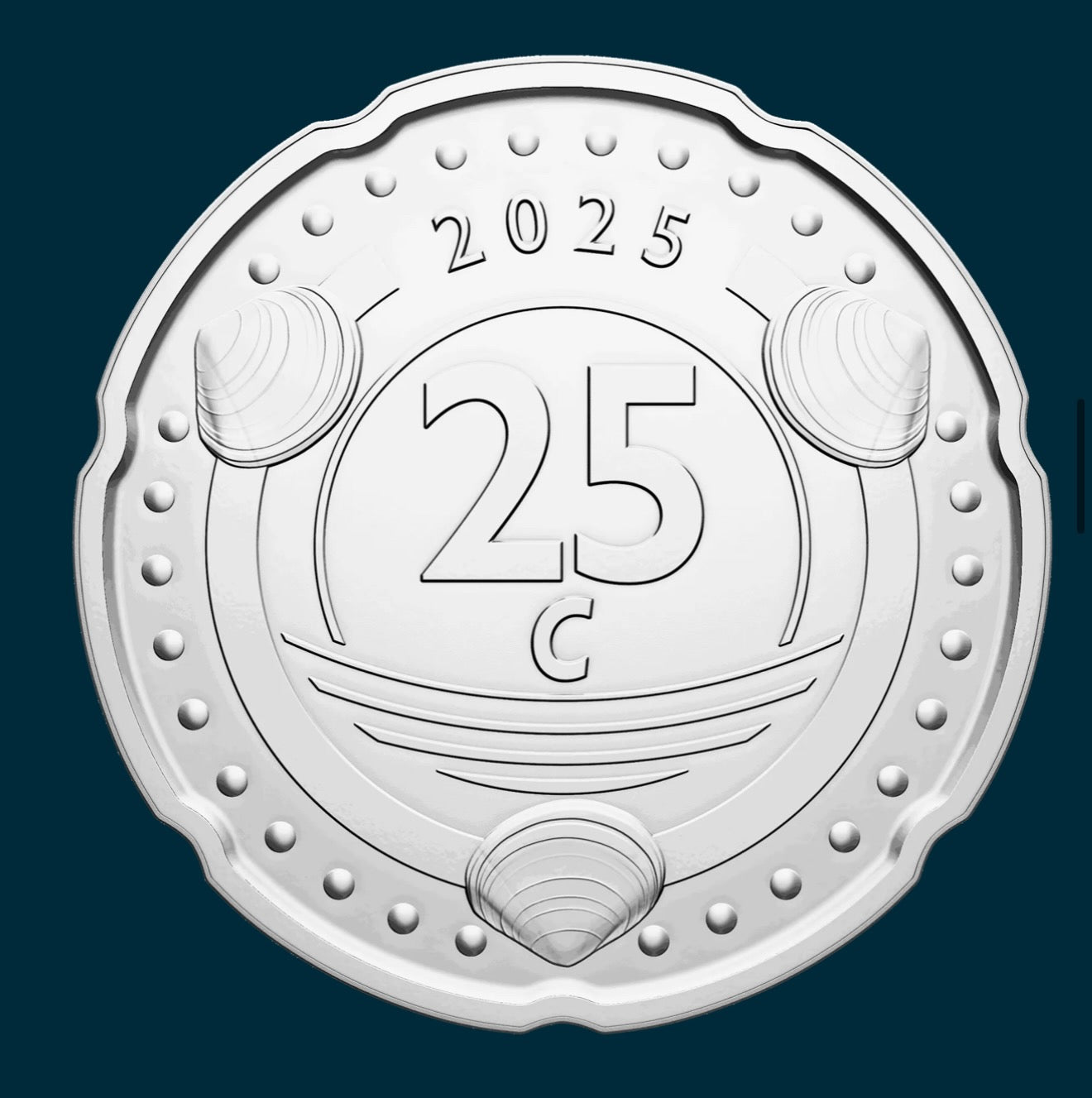 Sint Maarten 25 Cents 2025 UNC—Caribbean Guilder—Orange Blossom—Shells—Pearls