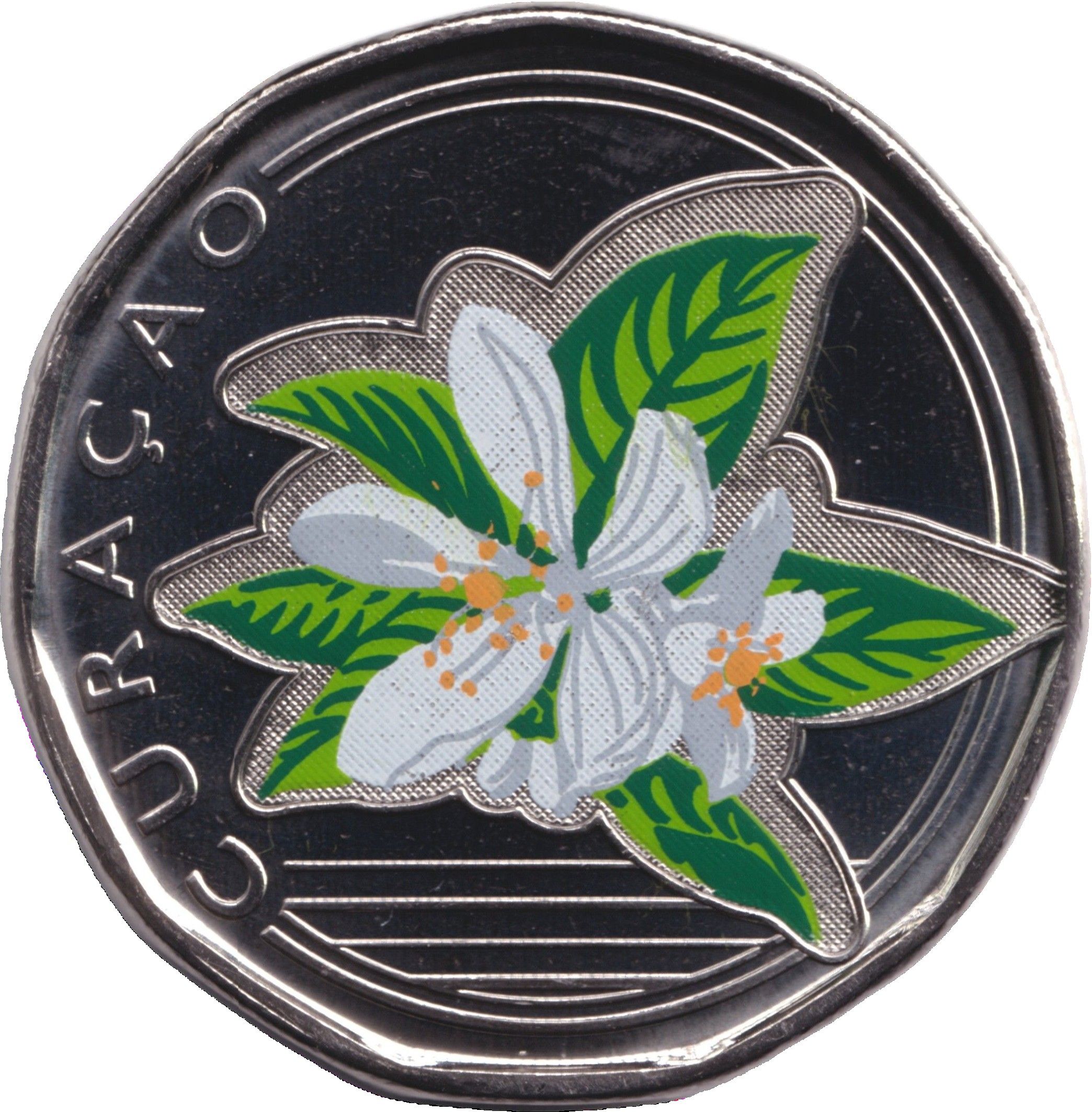 Curaçao 50 Cents 2025 UNC—Orange Blossom—Colored Colorized—Commemorative