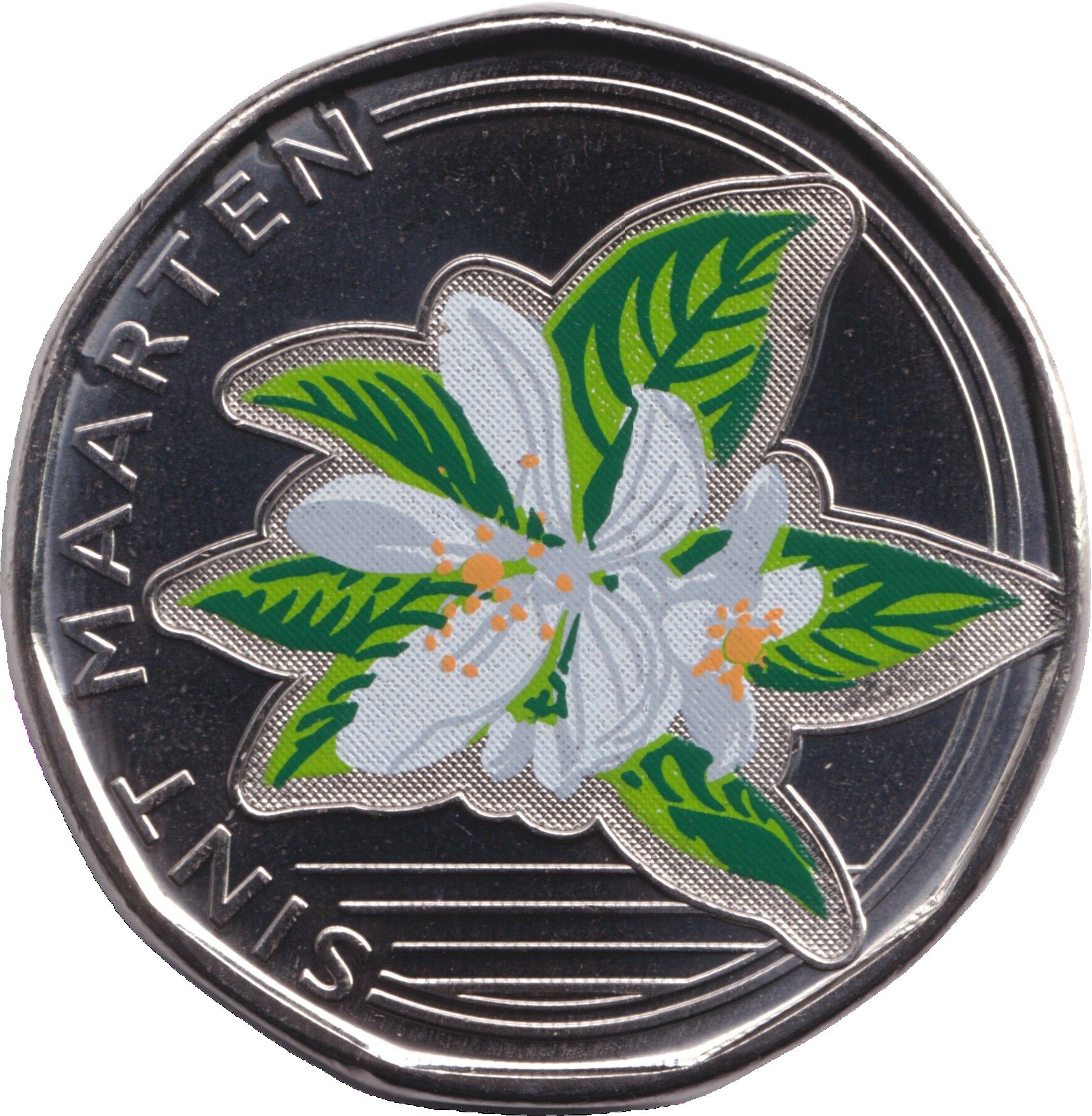 Sint Maarten 50 Cents 2025 UNC—Orange Blossom—Caribbean Gulden Commemorative