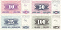 Bosnia and Herzegovina 4 pc set P-10 P-11 P-12 P-13 10 25 50 100 dinara 1992 XF