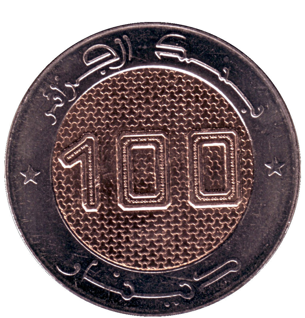 Algeria KM#141 100 Dinars Coin 2018-2019 UNC—Bimetallic—Alcomsat-1