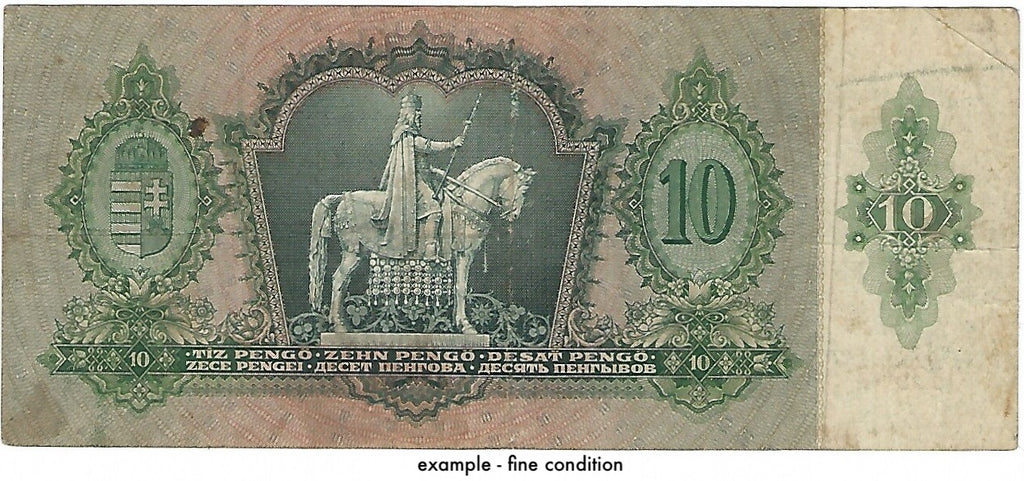 . JESUS CHRIST Hungary P100 10 Pengő 1936 F/VF—Mary—Baby Jesus—St Stephen—Horse