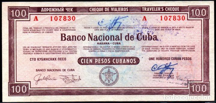 Caribbean Travelers Check 100 pesos (VERY SCARCE) used by Eastern Bloc tourists