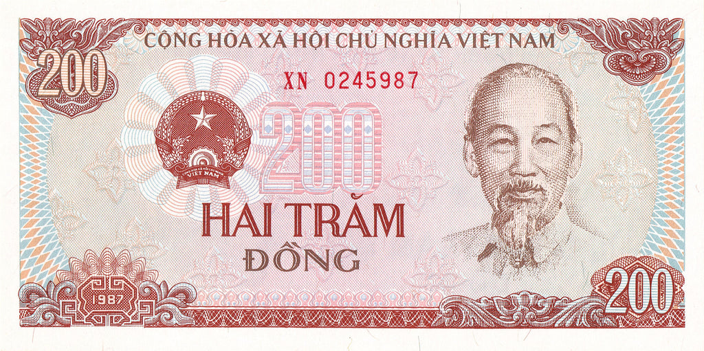 Vietnam P-100c (2) 200 Dong 200 Đồng 1987 UNC｜Dictator | Ho Chi Minh