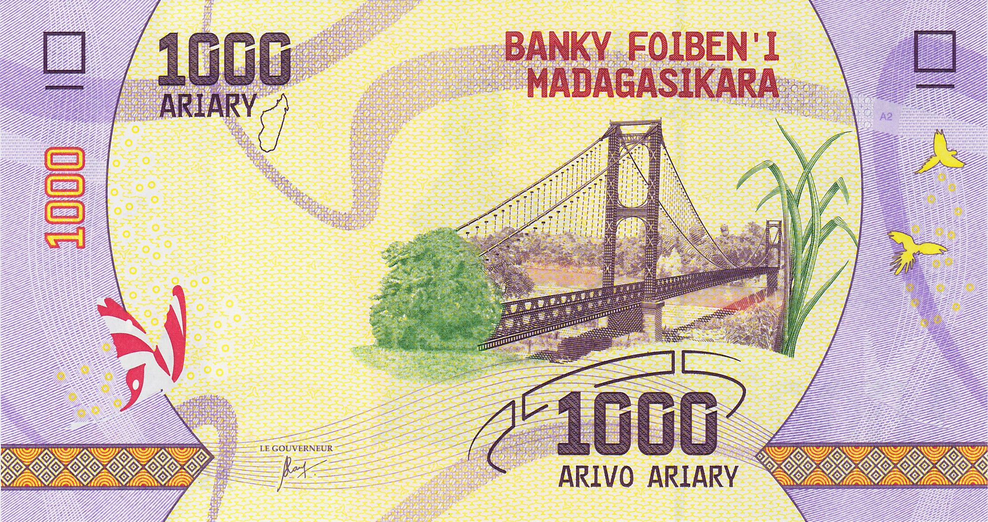 Madagascar P-97—P-101 Set of 5 (100, 200, 500, 1000, 2000 Ariary) ND (2017) UNC—Madagascar and Its Riches—Cathedral, Poison Frog, Waterfall, Lemur