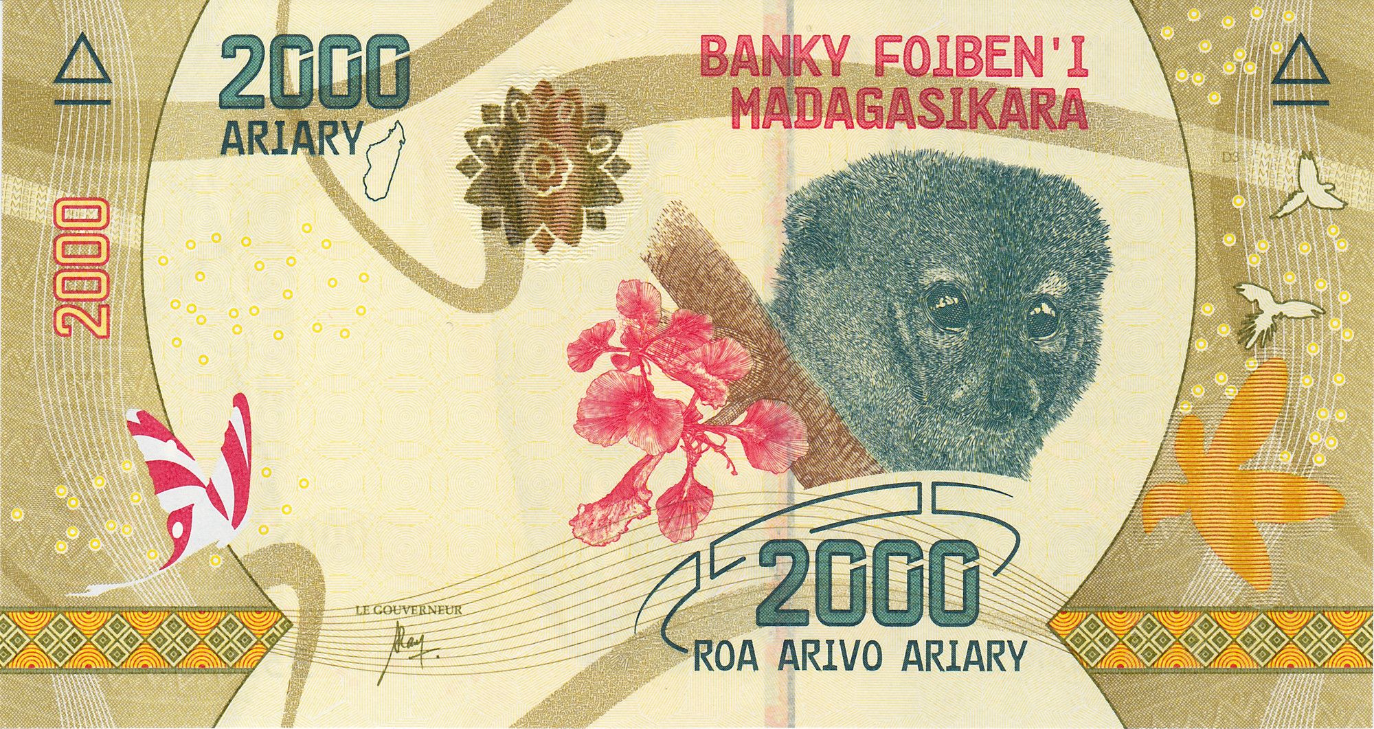 Madagascar P-97—P-101 Set of 5 (100, 200, 500, 1000, 2000 Ariary) ND (2017) UNC—Madagascar and Its Riches—Cathedral, Poison Frog, Waterfall, Lemur