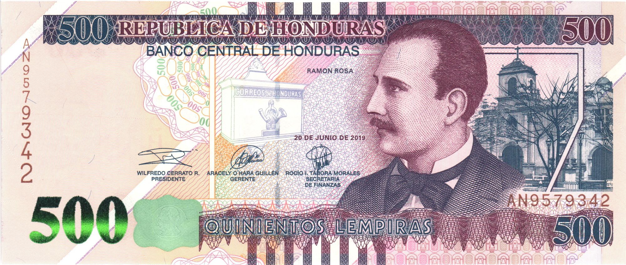 Honduras P103d 500 Lempiras 2019 UNC "a Golden Mind and a Gold Mine"