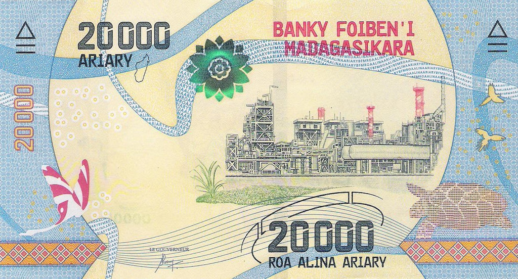 Madagascar P-104a 20,000 Ariary ND (2017) UNC—Ambatovy Mine—Rice, Vanilla & Lychees