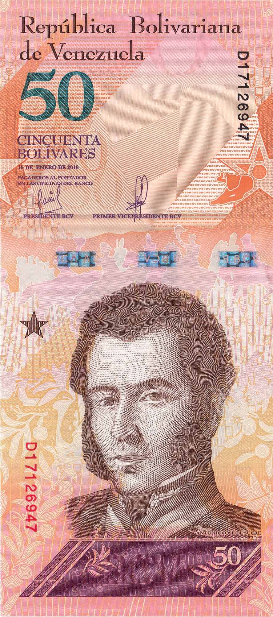 Venezuela P105 50 bolívares soberanos 2018 UNC (1 note)