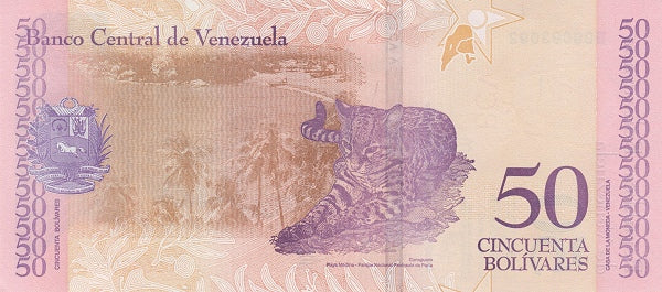 | 100 pcs lot bundle UNC—100x Venezuela P105 CLEARANCE 50 Bolivares Soberanos 2018 UNC—Ocelot