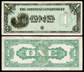 Philippines Japanese Occupation P106a 1 Peso 1942—Beige Paper—Fine+Pinholes—Plantation
