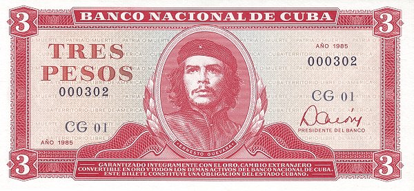 Caribbean P107 3p 1984 UNC | red, portrait, agriculture/man on back