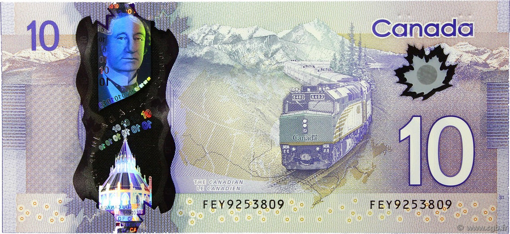 Canada P107a 10 Dollars 2013 UNC—Polymer—Mark Carney—Train—Rockies