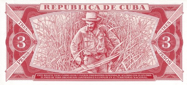 Caribbean P107 3p 1984 UNC | red, portrait, agriculture/man on back