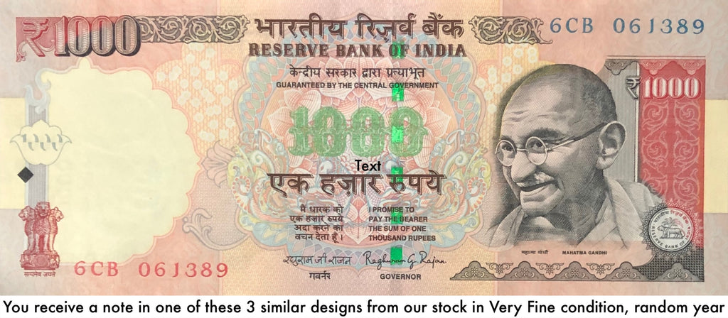 India P-94/P-100/P-107 1000 Rupees 2000-2016 VF—Gandhi