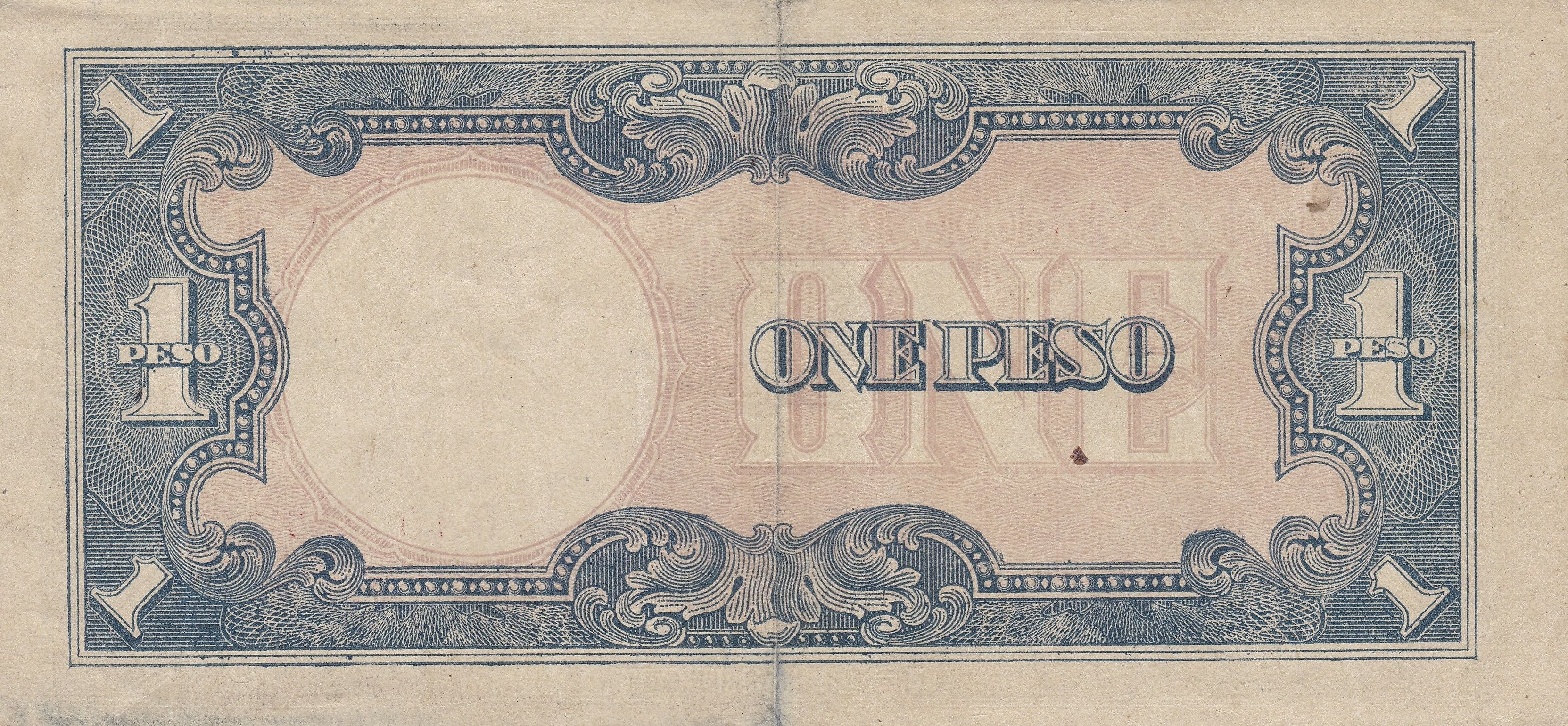 Philippines P109a 1 Peso 1943—VG/F—Well-circulated, edge wear—Monument