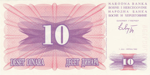 Bosnia and Herzegovina 4 pc set P-10 P-11 P-12 P-13 10 25 50 100 dinara 1992 XF