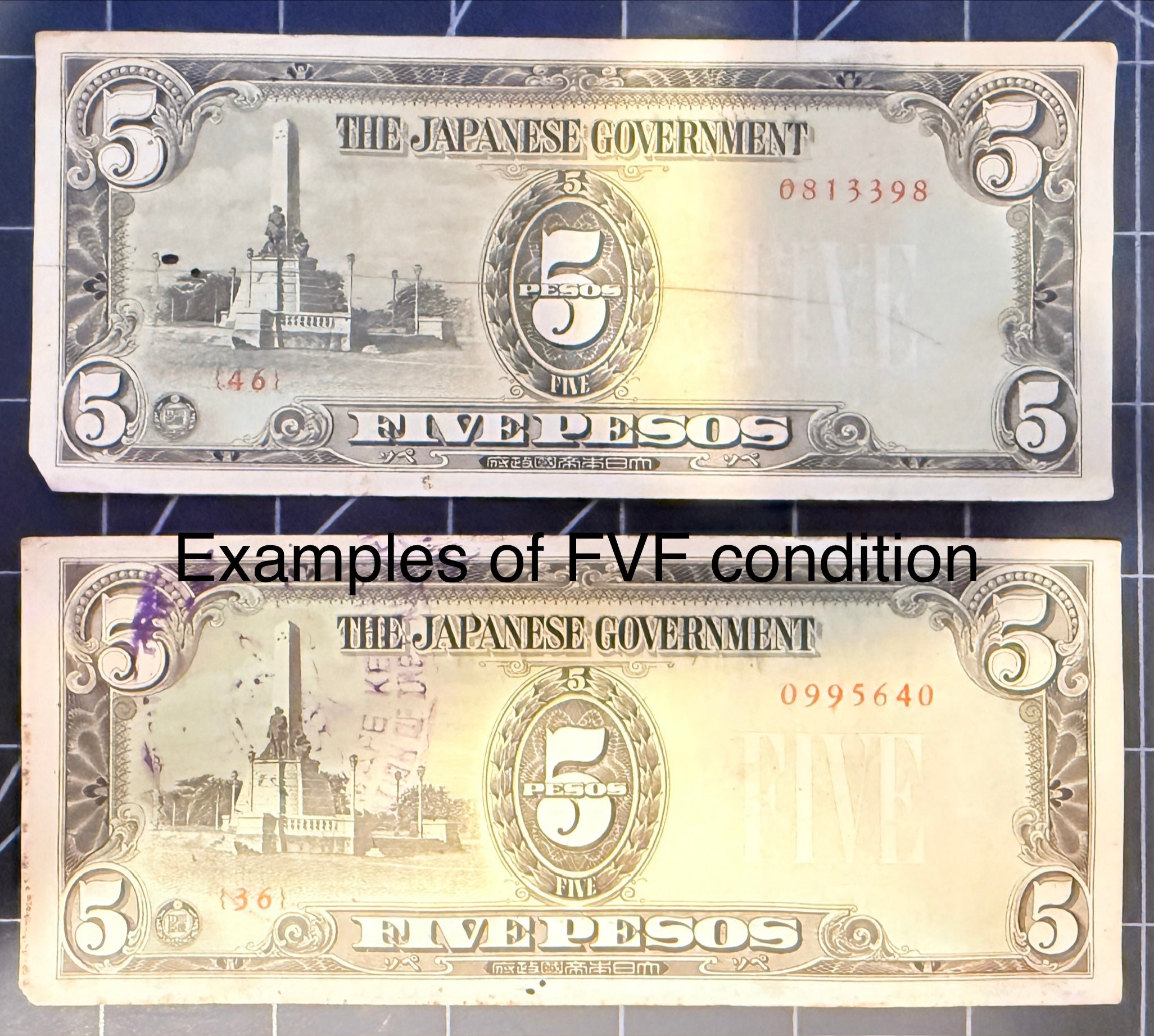Philippines P-110 5 Pesos 1943 F-VF—Rizal—Japanese Occupation