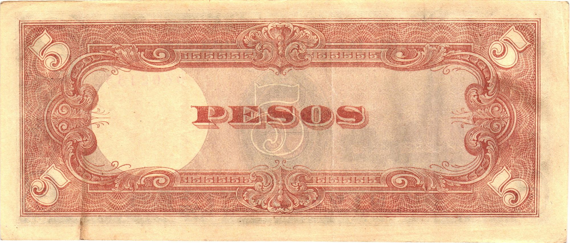 Philippines P-110 5 Pesos 1943 F-VF—Rizal—Japanese Occupation