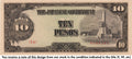 Philippines Japanese Occupation P111a 10 Pesos 1943—VF+—Cancelled—Rizal Monument