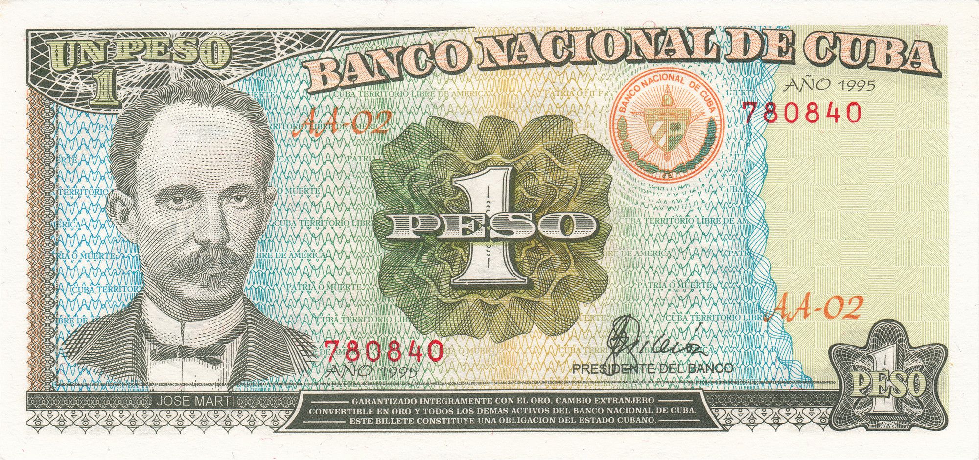 Caribe P-112 (google "Numista 205098") 1 peso VF 1995 ARTE EN COLOR: Victoria del FC 