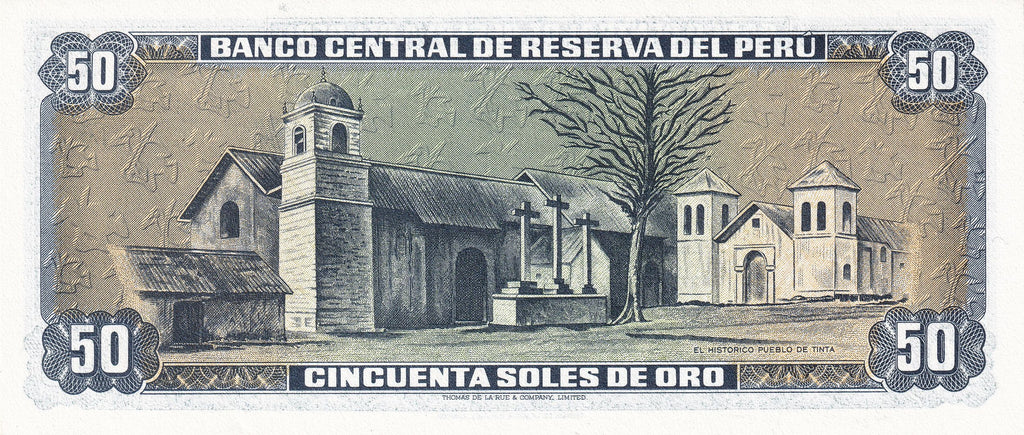 Peru P113 50 Soles de Oro 1977 UNC—Indigenous Rebellion Leader, Tupac Amaru II