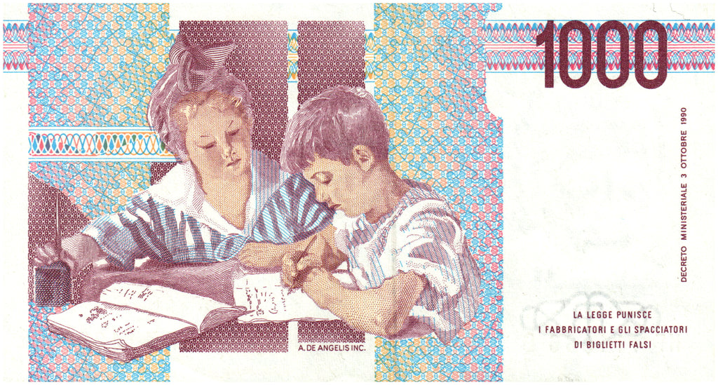 Italy P-114 (a–c various) 1000 Lire Lira 1990-2001 VF—Maria Montessori