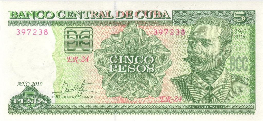 Caribbean P116r 5 pesos 2019 UNC｜green｜Antonio M.