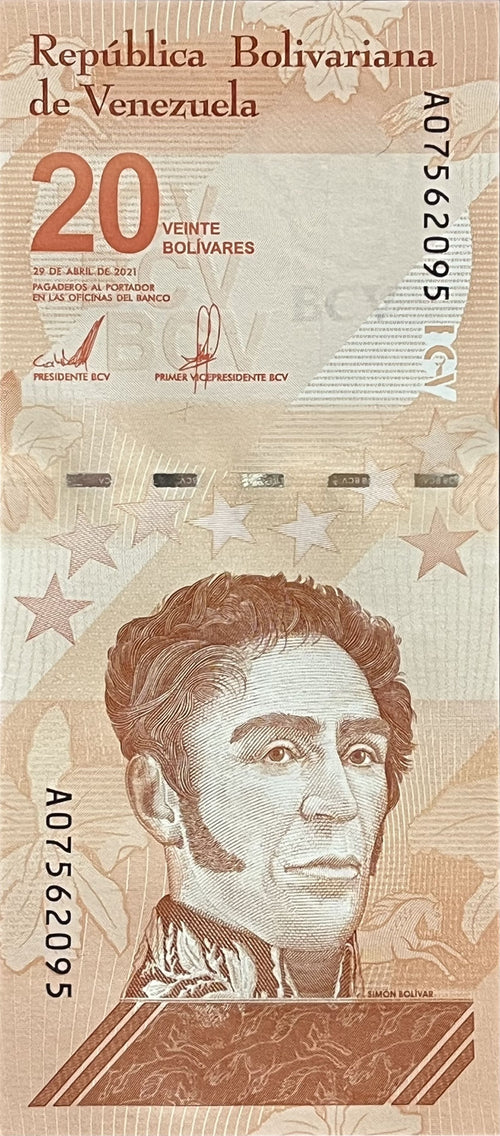 100 x pcs lot bundle UNC—Venezuela P117 20 Bolivar Digital Digitales 2021