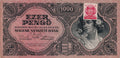 Hungary P118b 1000 Pengő 1945 VF+ Very Fine Plus—Dark Green—Woman—Stamp