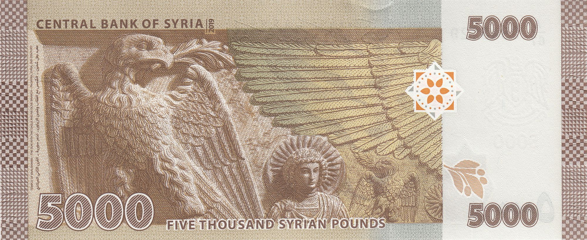 Middle East NW P118 5000p 2019-2024 UNC｜military｜dictatorship｜flag｜Раlмyга｜bird god of sky