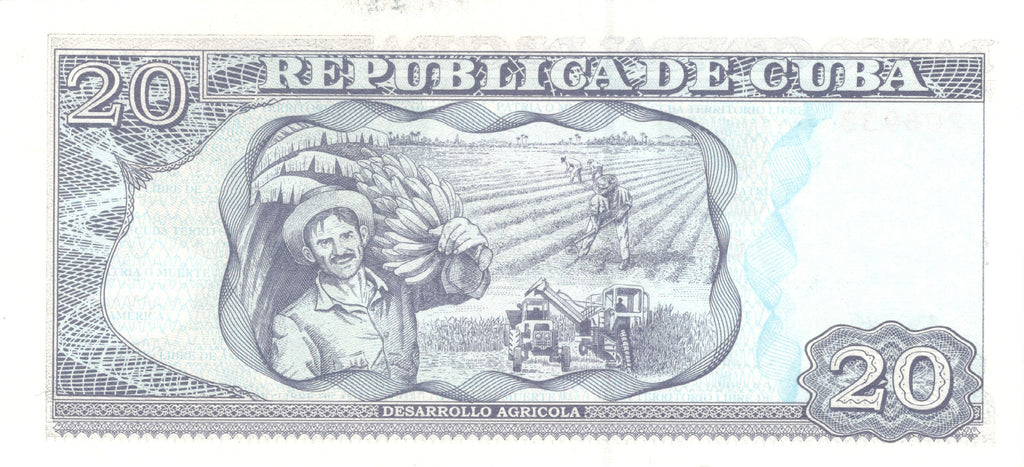 Caribbean P122 20p 2009-2021 UNC—blue— banana farmer—Ciεηfυεgοs