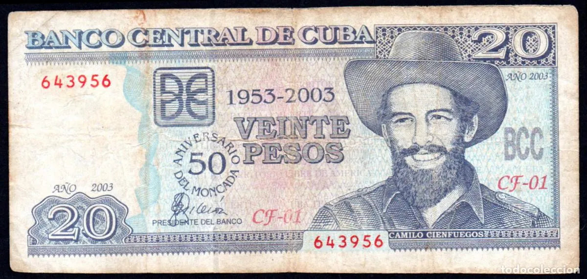 Caribbean P126 commemorative 20 pesos 2003 F Fine—50th Anniv. of Assault on Μοηcαdα Barracks