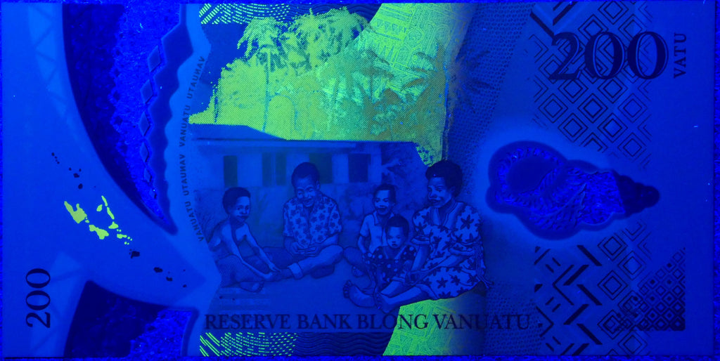 Vanuatu P-12 POLYMER 200 Vatu ND(2014)—Pink—Arms—Family & Stadium