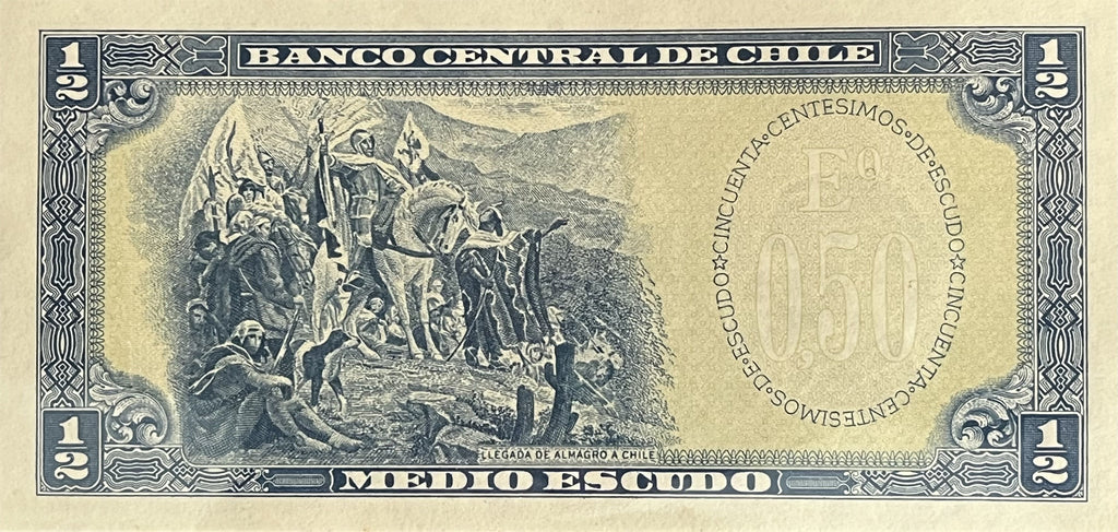 Chile P-134 1/2 Escudo 1962-75 Very Fine+—O'Higgins—Almagro