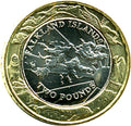 Falkland Islands KM#137 2 Pounds 2004 XF—Map—Wildlife—30 Years of Falklands Coins