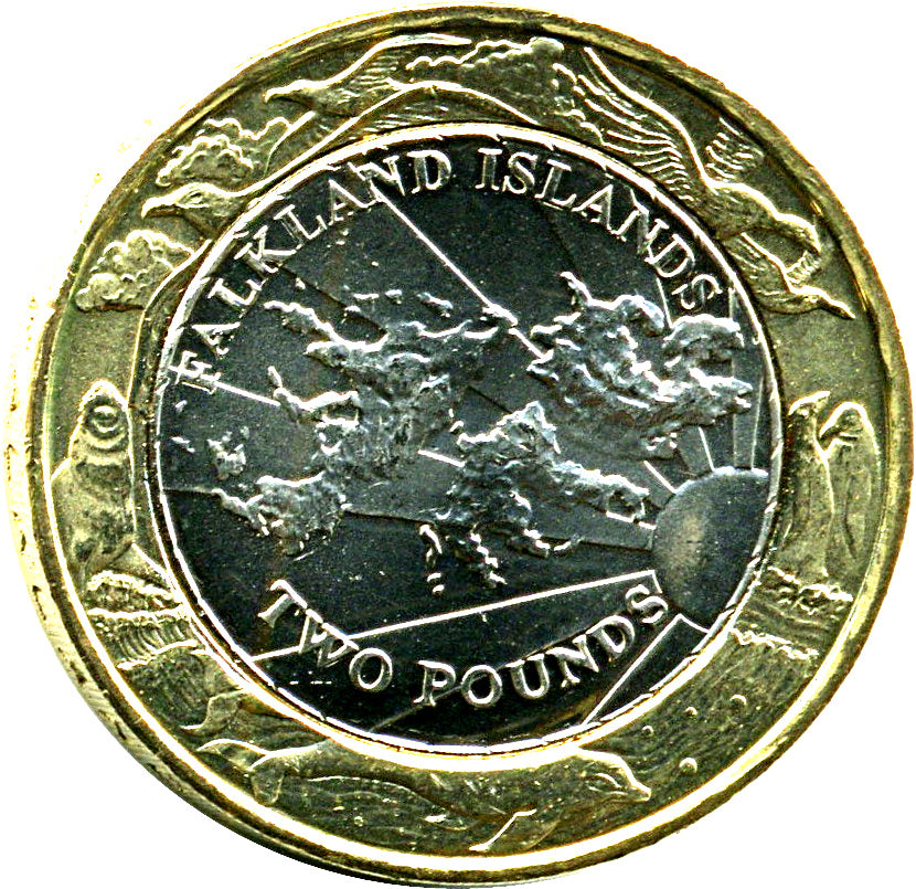 Falkland Islands KM#137 2 Pounds 2004 XF—Map—Wildlife—30 Years of Falklands Coins