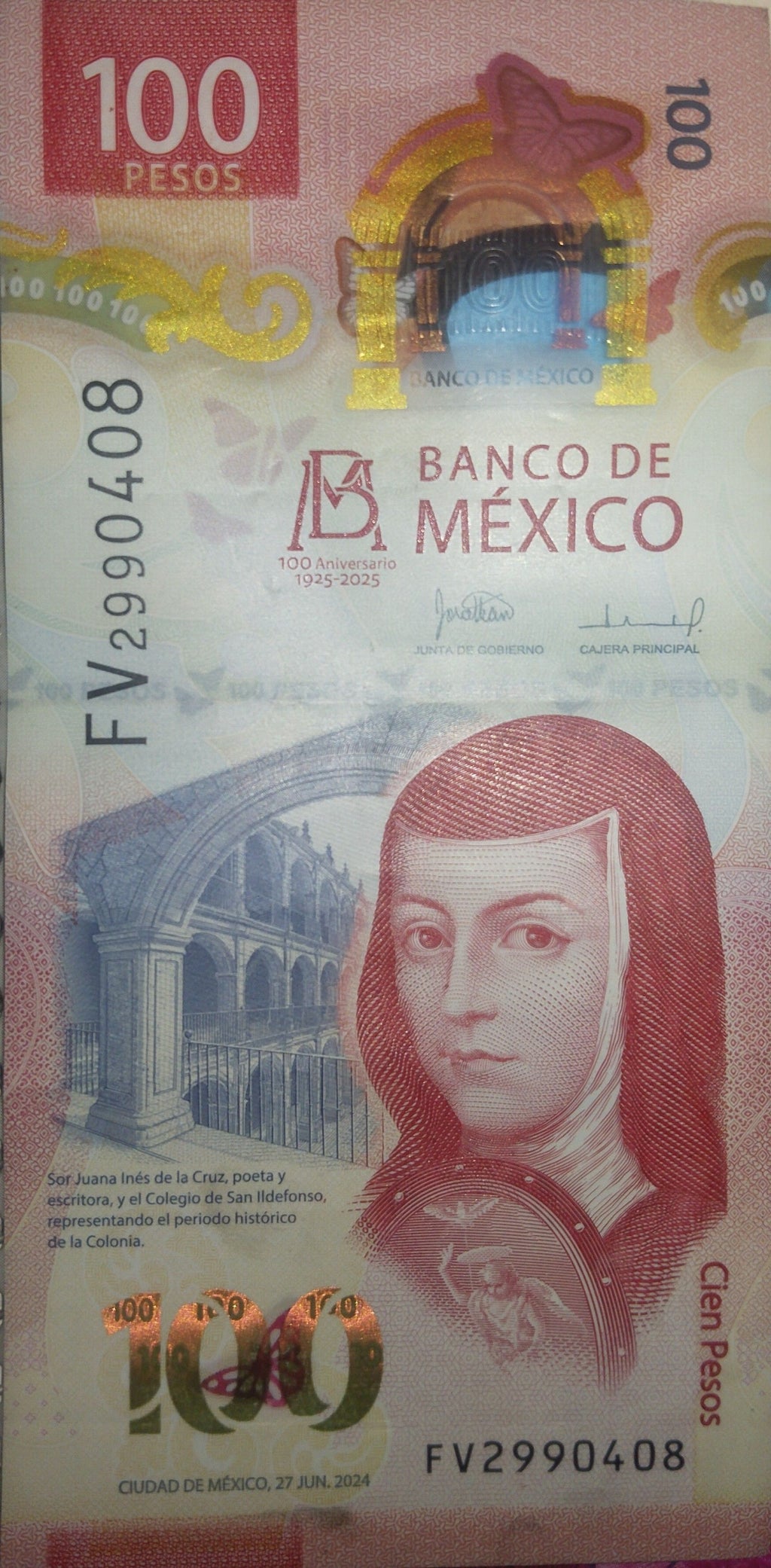 Mexico P139—2025 Commemorative of P134—100 Pesos 2024.06.27 UNC B724 W139 JEHC/IMP Butterflies