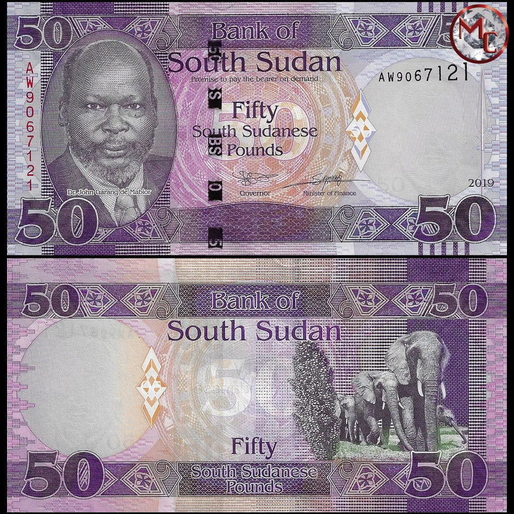 Elephant Banknote, Rich Purple Color, from South Sudan in Africa!