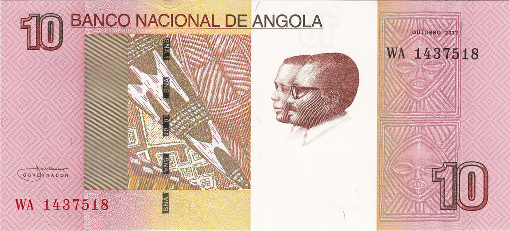 Angola P-151B 10 Kwanzas 2012 UNC+W Pink—Waterfall