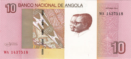 Angola P-151B 10 Kwanzas 2012 UNC+W Pink—Waterfall