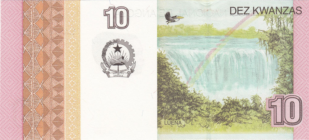 Angola P-151B 10 Kwanzas 2012 UNC+W Pink—Waterfall