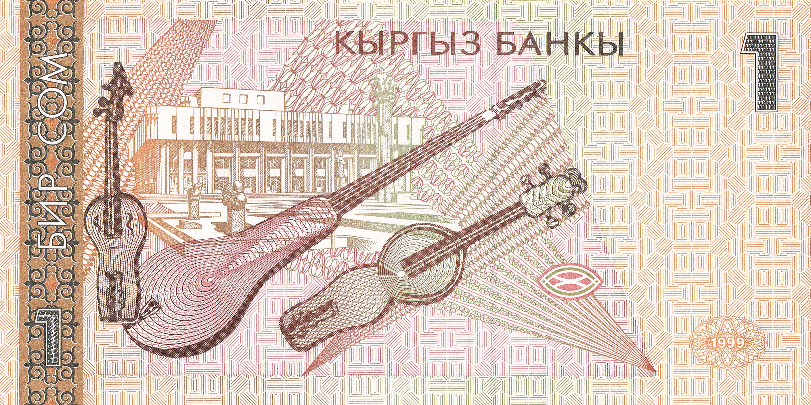 Kyrgyzstan P-15 1 Som 1999 UNC uncirculated｜tenor composer actor