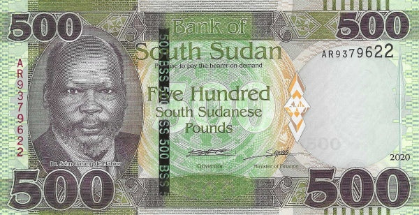 SOUDAN DU SUD P-16 500 livres 2020 UNC | ÉNORME | PAYS LE PLUS RÉCENT