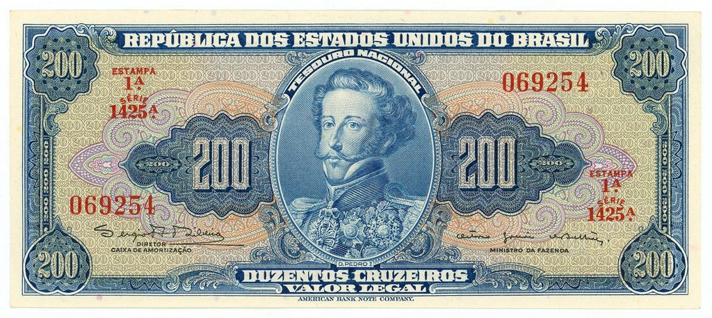 Brazil P171c 200 cruzeiros 1964 est. XF-AU /c30r C043 Q67