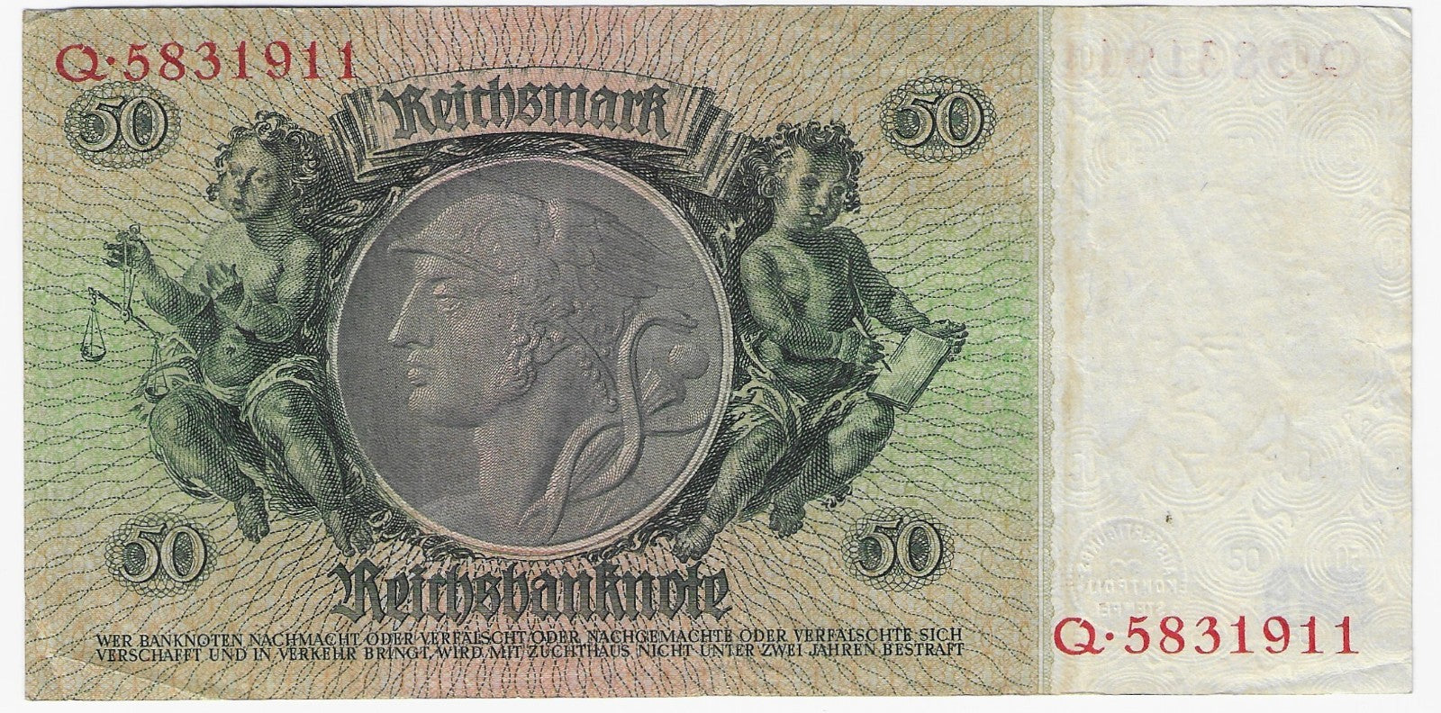 Germany P182 50 Reichsmark 1933 Very Fine