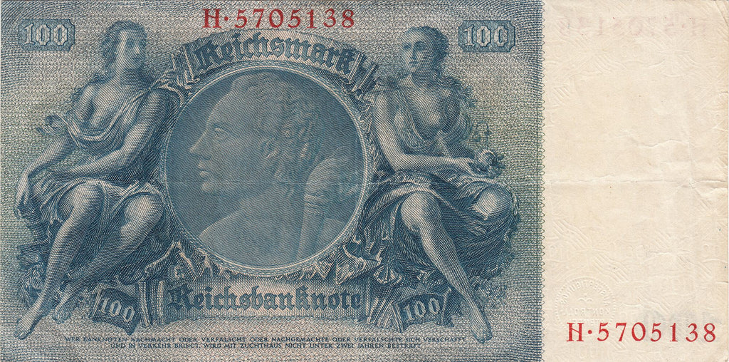 Germany P183a 100 Reichsmark 1935 VF+ Very Fine Plus—Nazi—Large Swastika